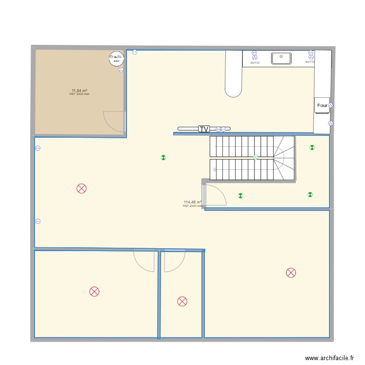 plan electric SS . Plan de 2 pièces et 126 m2