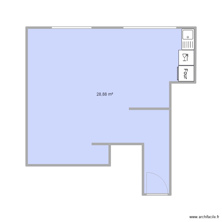 T1 BIS. Plan de 1 pièce et 29 m2