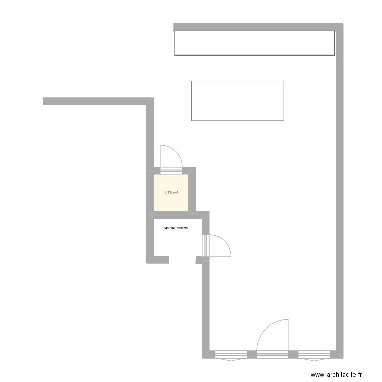 Plan 1 appart bas. Plan de 1 pièce et 2 m2