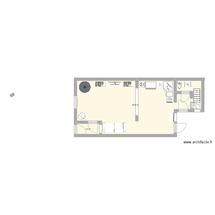 Projet VILLERS MATRICE. Plan de 2 pièces et 52 m2