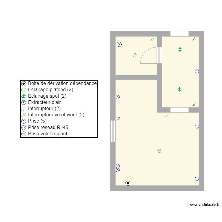 houplin ancoisne rdc wc bureau. Plan de 3 pièces et 28 m2