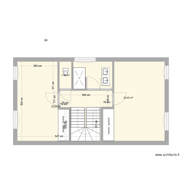 EXTENSION ETAGE 1. Plan de 3 pièces et 48 m2