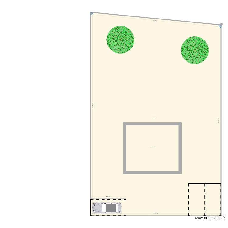 DBU. Plan de 2 pièces et 678 m2