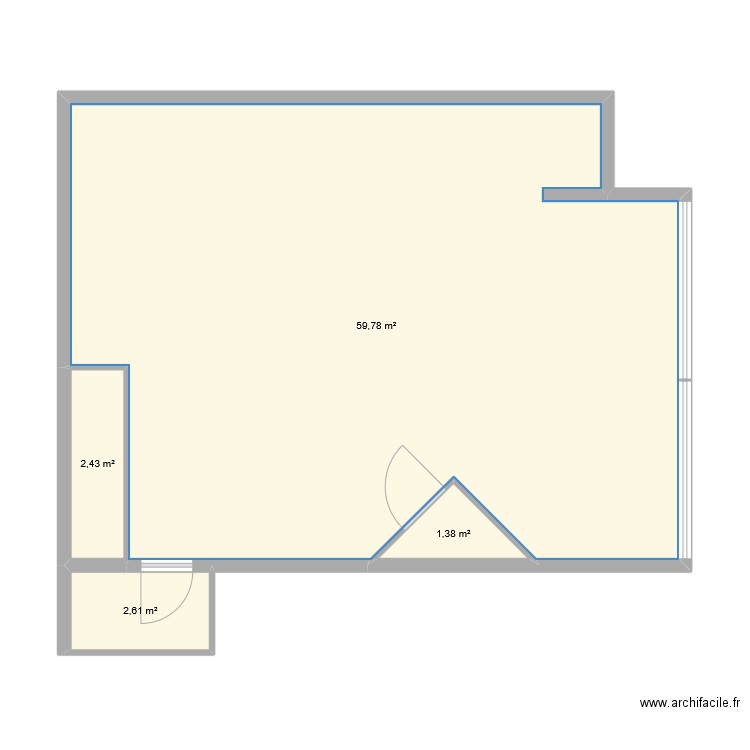 studio. Plan de 4 pièces et 66 m2