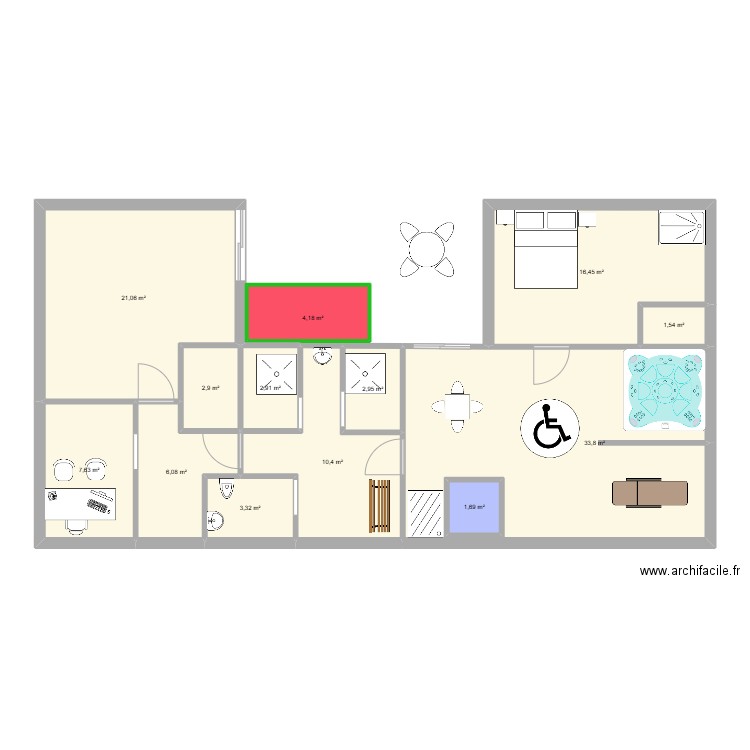 Batiment 1. Plan de 13 pièces et 117 m2