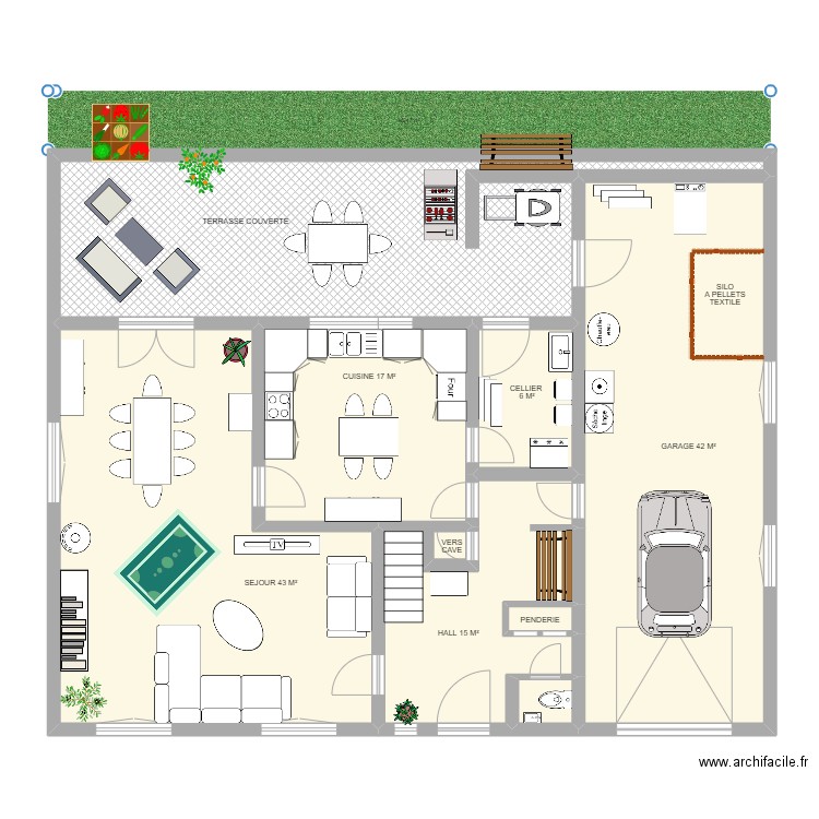 RDC GRAND FAUX. Plan de 8 pièces et 158 m2