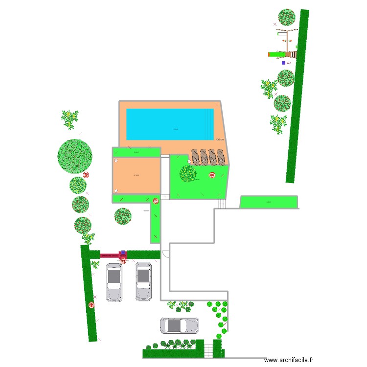 Jardin . Plan de 6 pièces et 151 m2