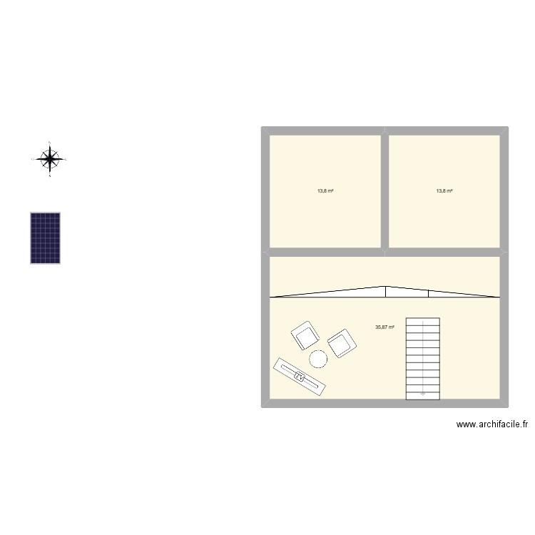 segondi. Plan de 3 pièces et 63 m2