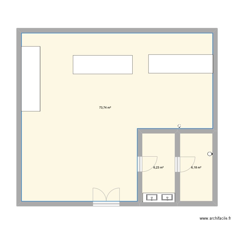 plan boulangerie . Plan de 3 pièces et 86 m2