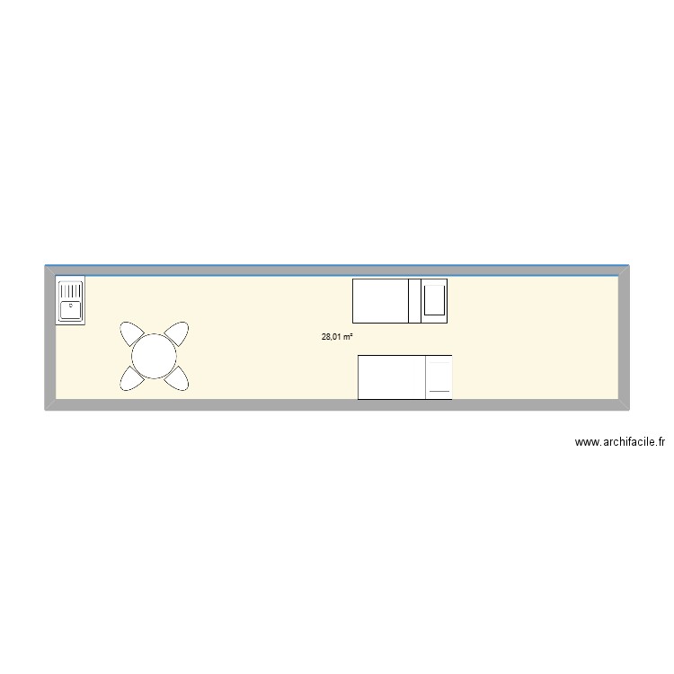 container 40 Pieds. Plan de 1 pièce et 28 m2