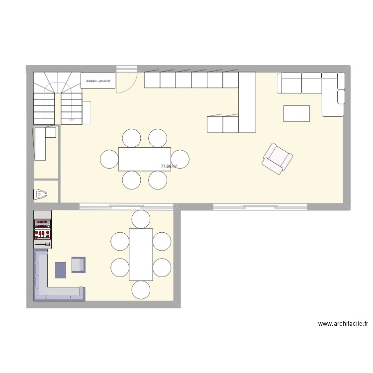 Maison R+1. Plan de 1 pièce et 78 m2