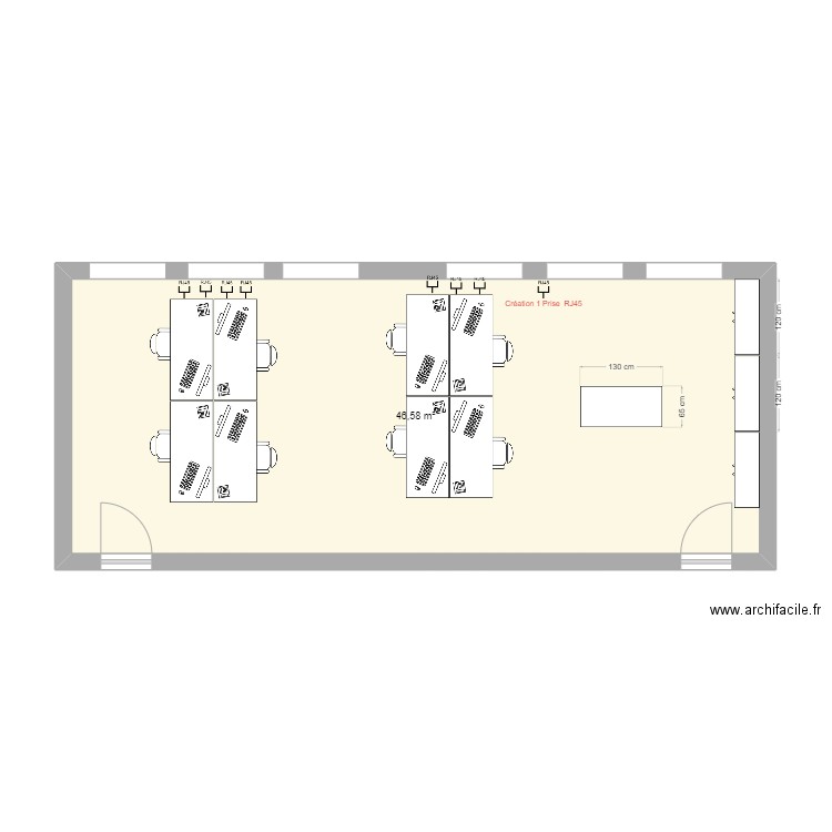 Proposition de plan du bureau inspecteurs. Plan de 1 pièce et 47 m2