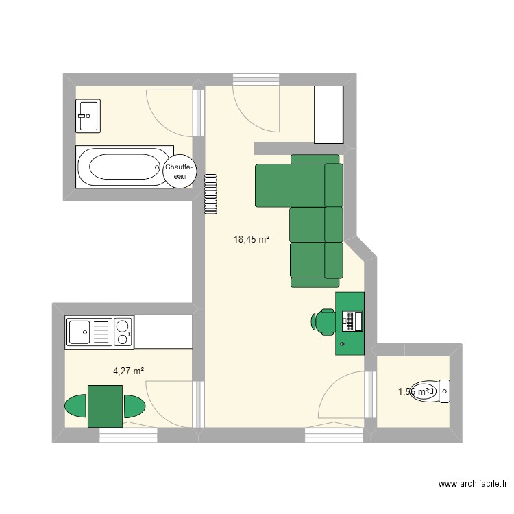 Vincennes. Plan de 3 pièces et 24 m2