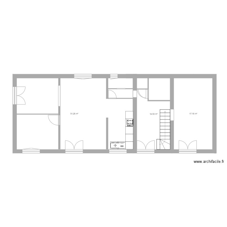 MAISON. Plan de 3 pièces et 83 m2