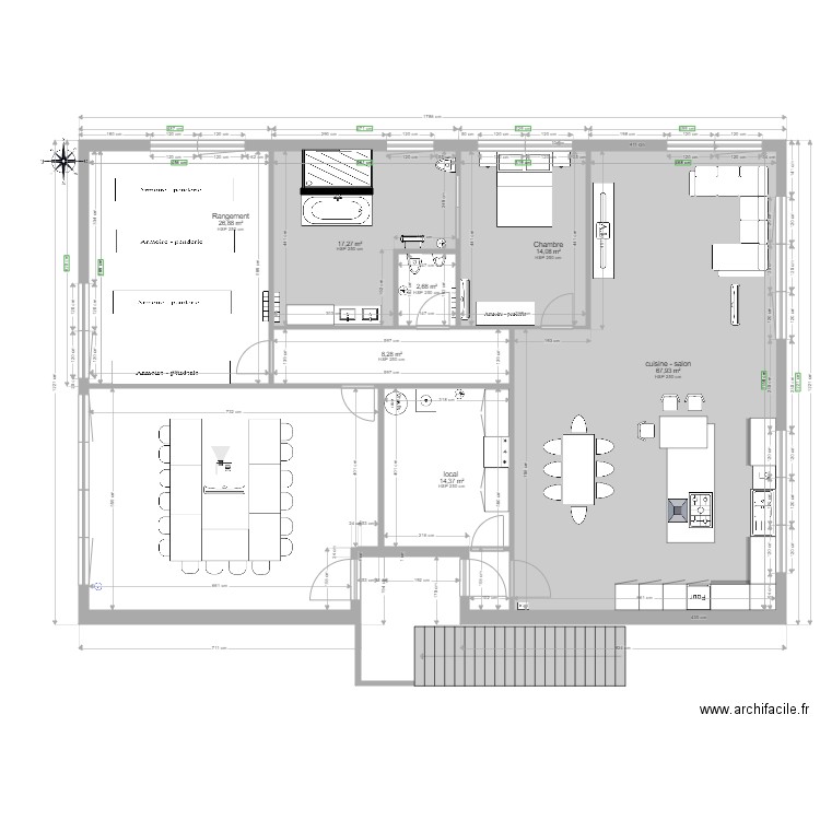 appart reel. Plan de 7 pièces et 151 m2