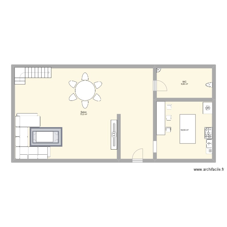 maison 3 rez de chaussé. Plan de 3 pièces et 102 m2