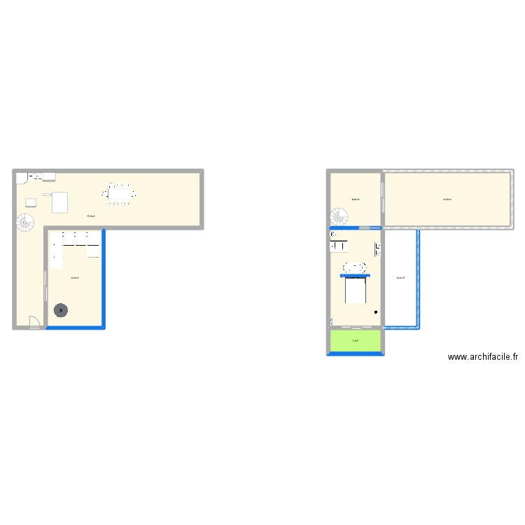 conteneur. Plan de 7 pièces et 225 m2