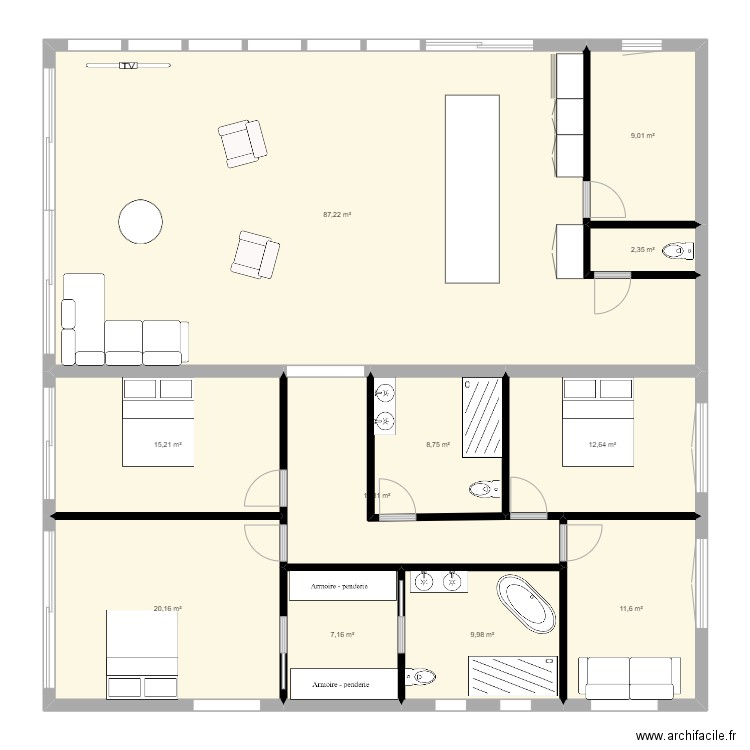 MAISON NEO. Plan de 11 pièces et 196 m2