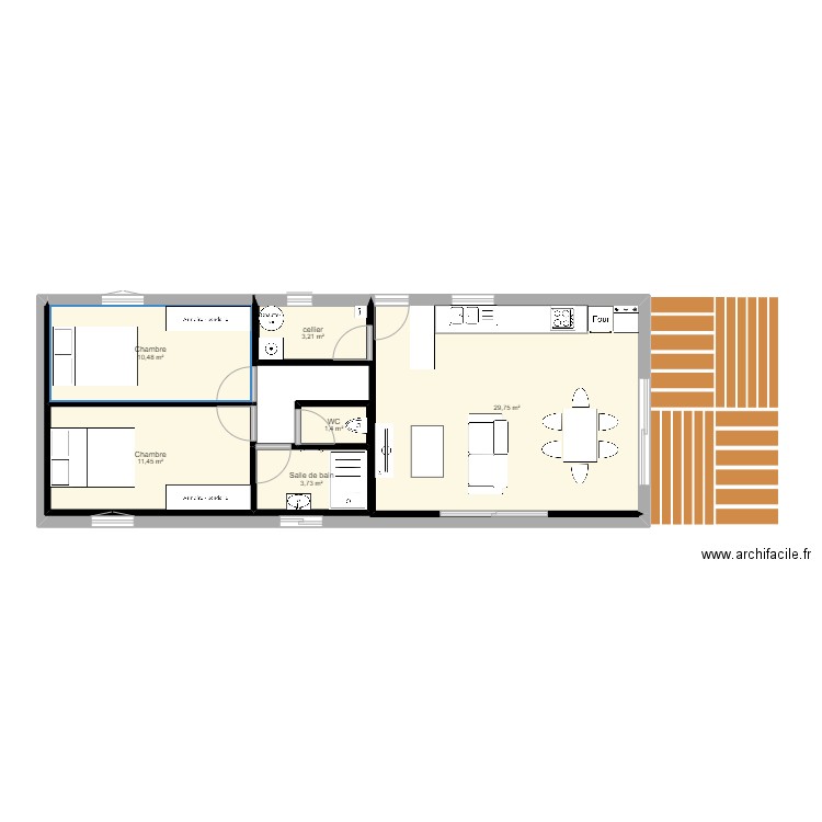 maison. Plan de 6 pièces et 60 m2