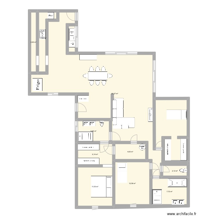 Maison 2. Plan de 10 pièces et 143 m2