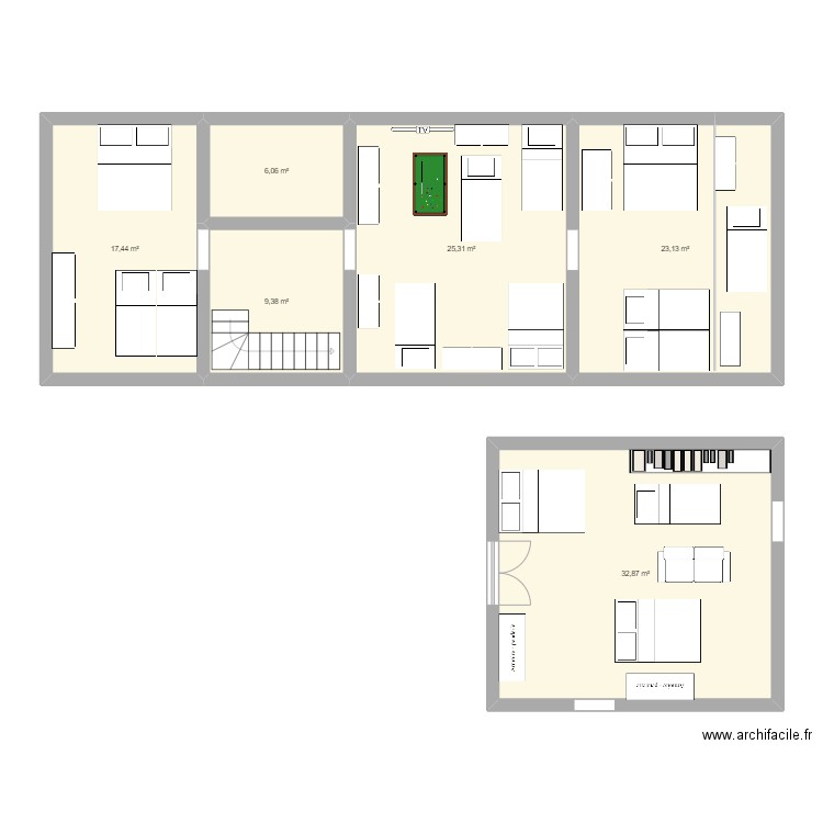 ontcresson. Plan de 6 pièces et 114 m2