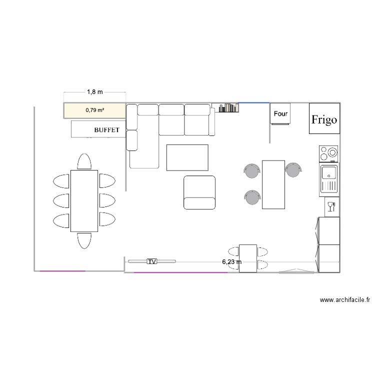 CUISINE. Plan de 1 pièce et 1 m2