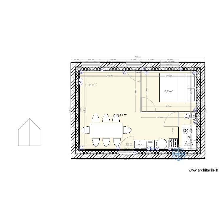 123 .4. Plan de 8 pièces et 28 m2