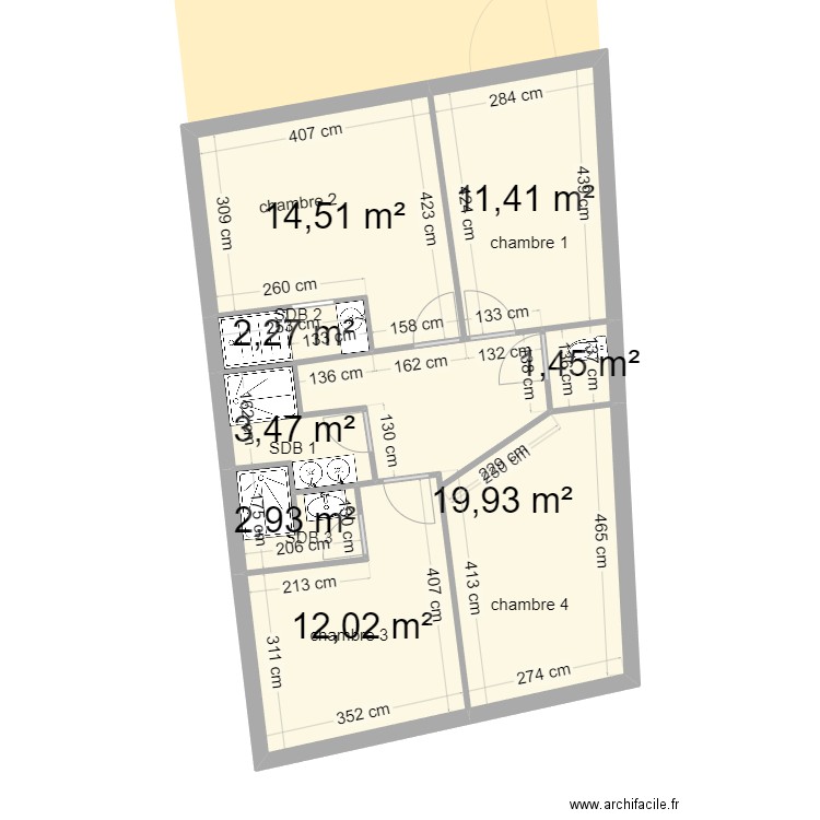 Lucien Duffau plan . Plan de 11 pièces et 137 m2