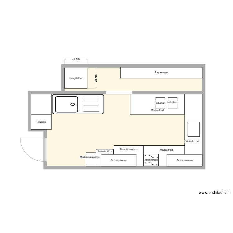 15 Fbg St Honoré V2. Plan de 2 pièces et 17 m2