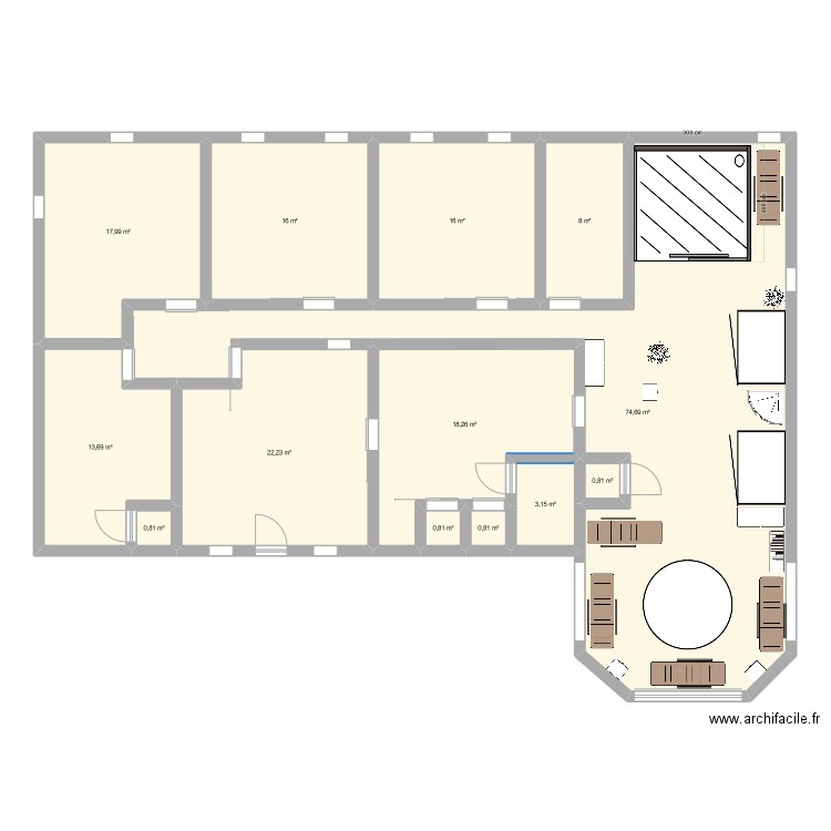 DIMITTAS. Plan de 13 pièces et 193 m2