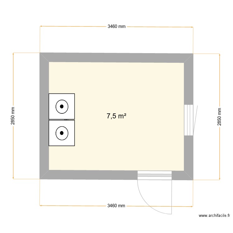 cellier. Plan de 1 pièce et 8 m2