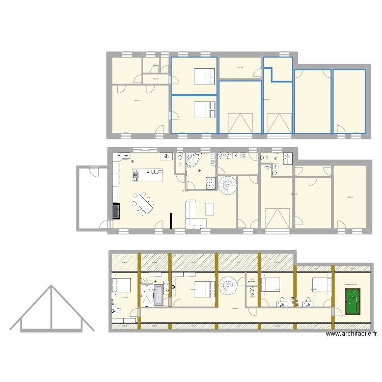 projet yy. Plan de 31 pièces et 512 m2