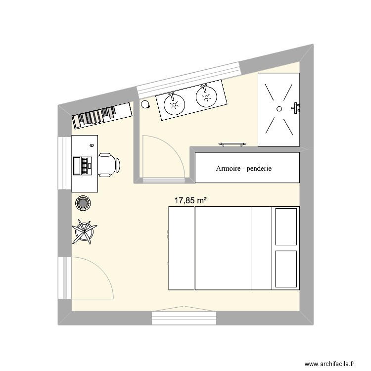 plan ouessant 1. Plan de 1 pièce et 18 m2