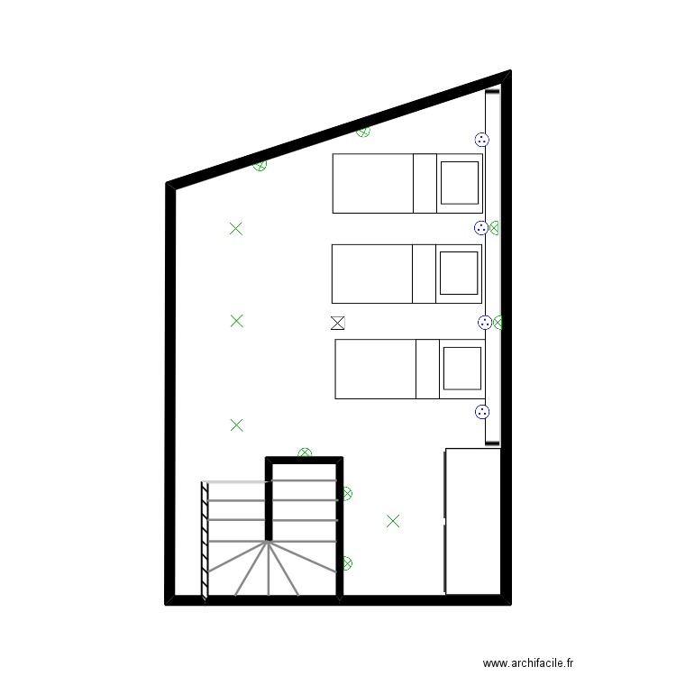 DORTOIR 3. Plan de 2 pièces et 26 m2