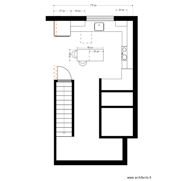 audette Cuisine 2. Plan de 3 pièces et 6 m2