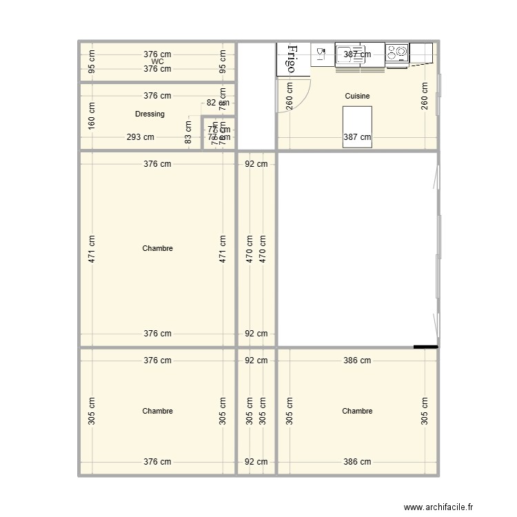 appart. Plan de 9 pièces et 68 m2