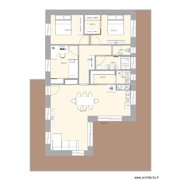 Projet Pez. Plan de 11 pièces et 155 m2