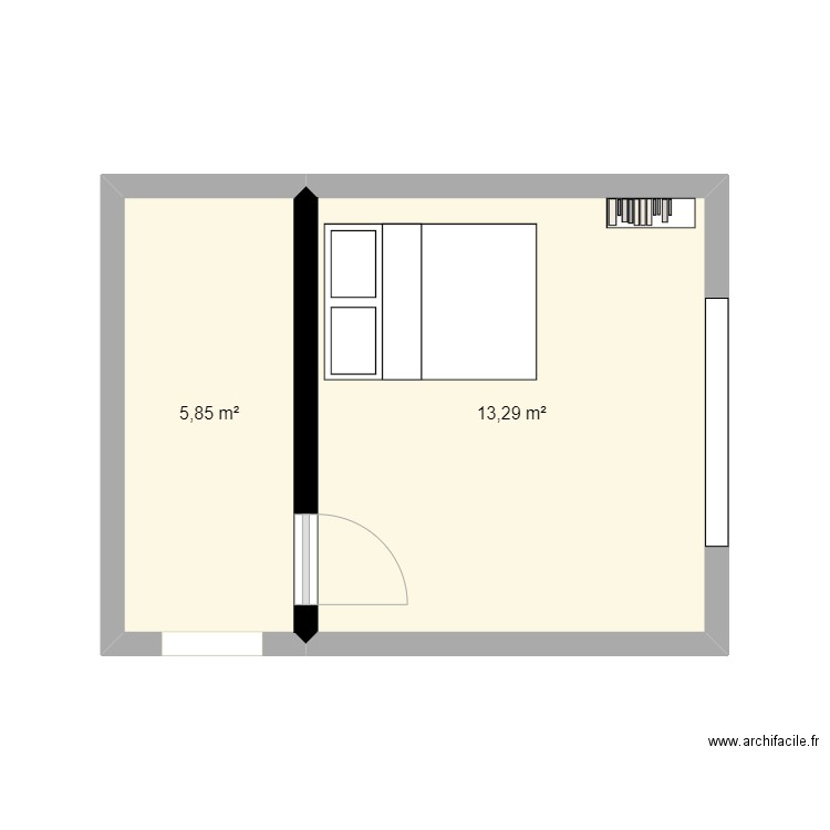 CHAMBRE CLARA. Plan de 2 pièces et 19 m2