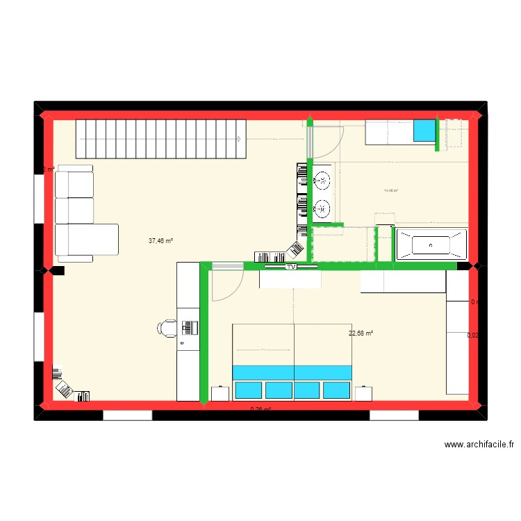 Lamarche3. Plan de 7 pièces et 75 m2