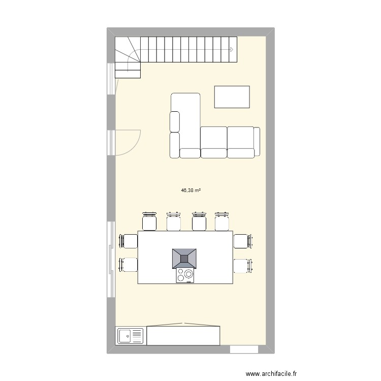 maison. Plan de 1 pièce et 46 m2