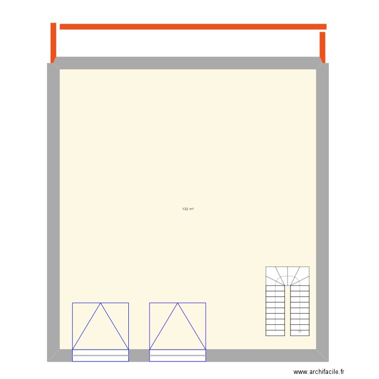 rdc. Plan de 1 pièce et 132 m2