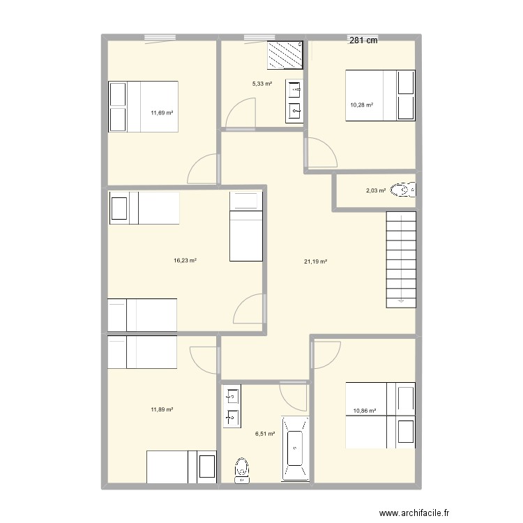 salle de jeu etage v12. Plan de 9 pièces et 96 m2