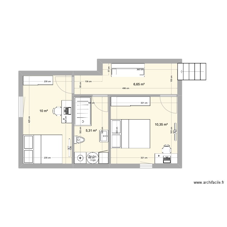 Etage 2. Plan de 4 pièces et 32 m2