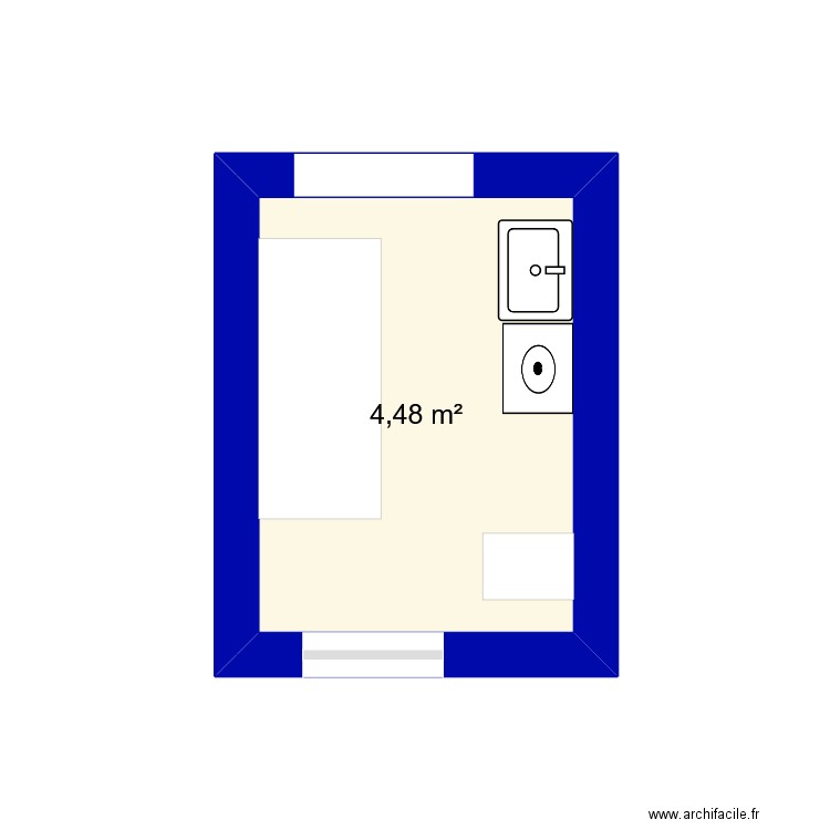 sdb. Plan de 1 pièce et 4 m2