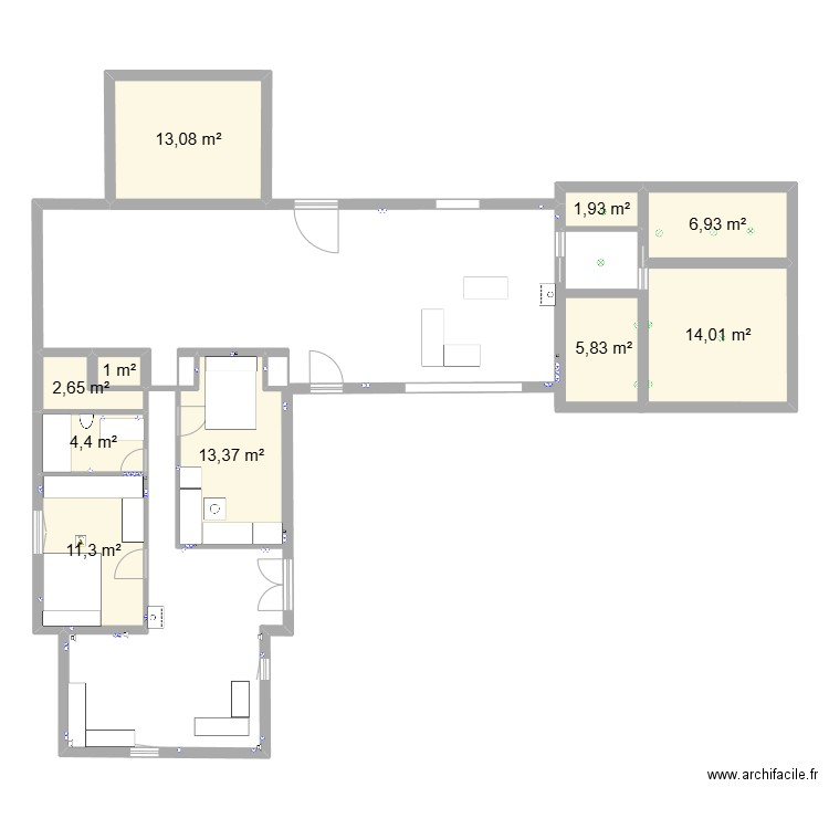 manoir pluguffan. Plan de 10 pièces et 74 m2