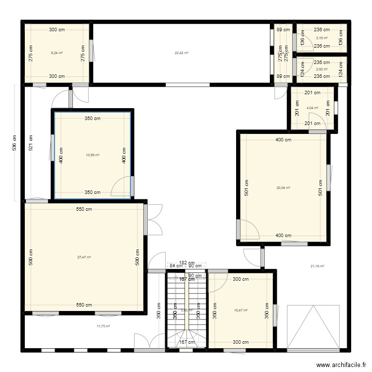 penda. Plan de 13 pièces et 154 m2