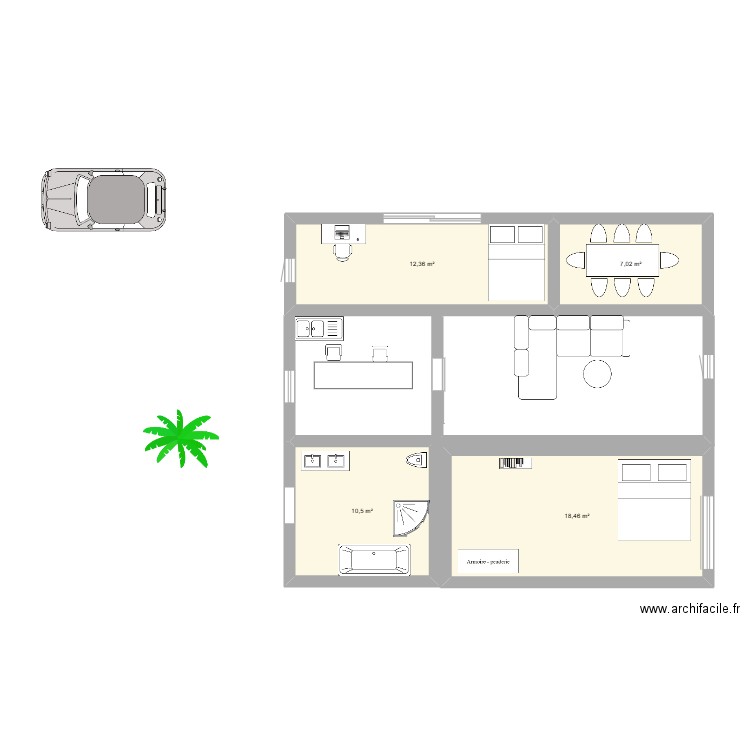 maison . Plan de 4 pièces et 48 m2