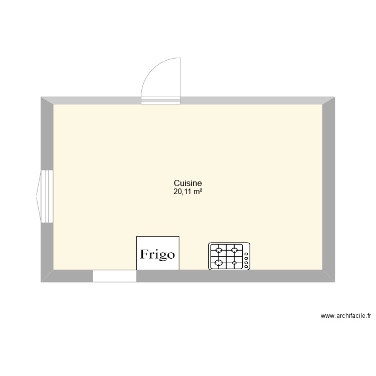 cuisine. Plan de 1 pièce et 20 m2