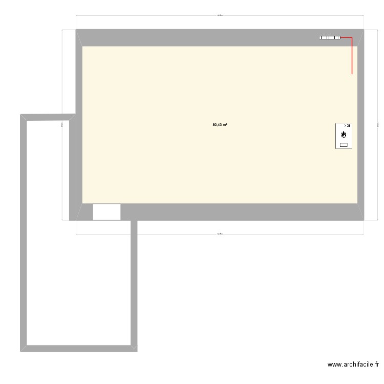 fougère. Plan de 1 pièce et 80 m2