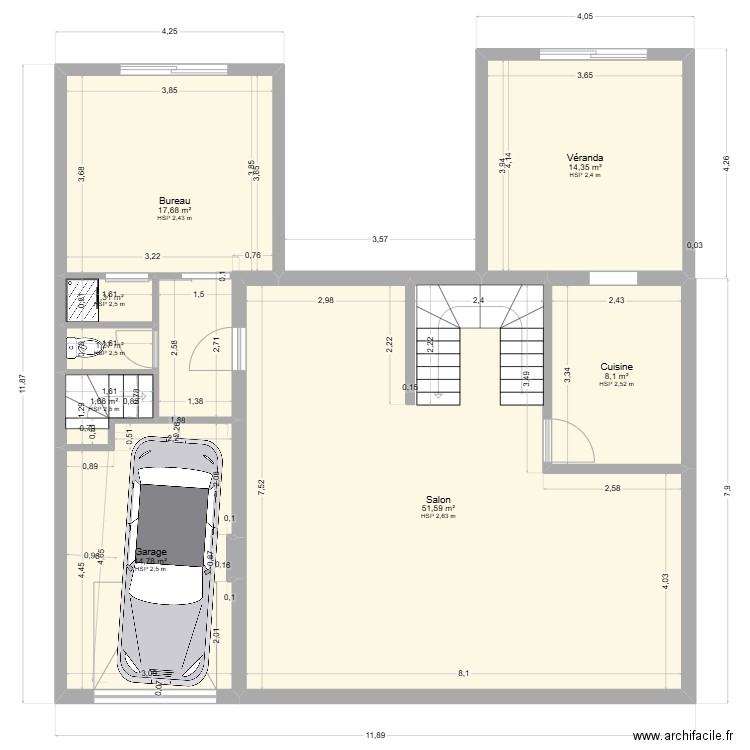 Maison Chevreul. Plan de 8 pièces et 111 m2